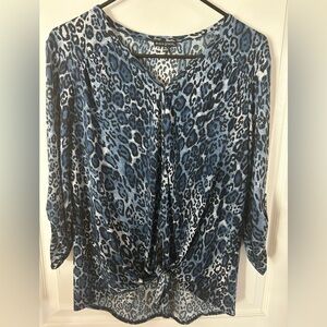 Ava & Grace Blue Leopard Print Women's Top size PL